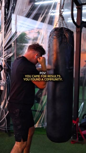 Shadow boxing beside the heavy bag
